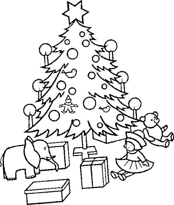 Dibujo de Navidad para colorear de árbol de Navidad 4