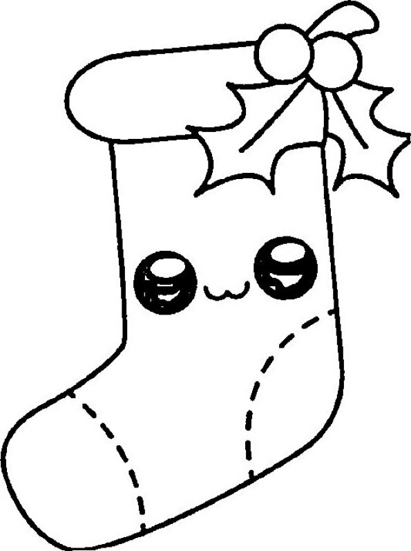 Dibujo de Navidad para colorear de calcetín regalos chimenea