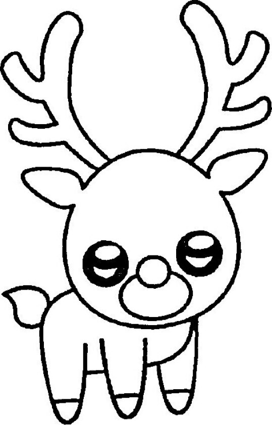 Dibujo de Navidad para colorear de ciervo Kawaii