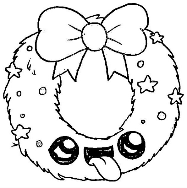 Dibujo de Navidad para colorear de guirnalda Kawaii