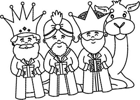 Dibujo de Navidad para colorear de los Reyes Magos de Oriente 14