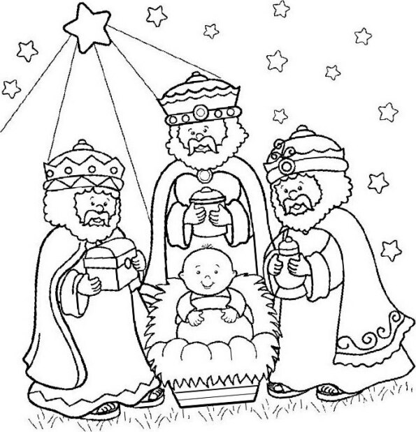 Dibujo de Navidad para colorear de los Reyes Magos de Oriente 24