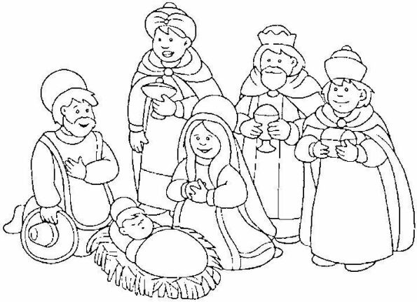 Dibujo de Navidad para colorear de los Reyes Magos de Oriente 6