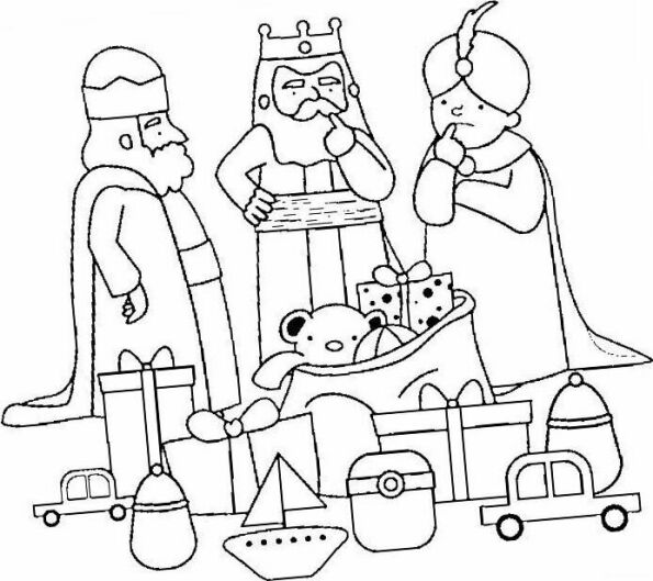 Dibujo de Navidad para colorear de los Reyes Magos de Oriente 8