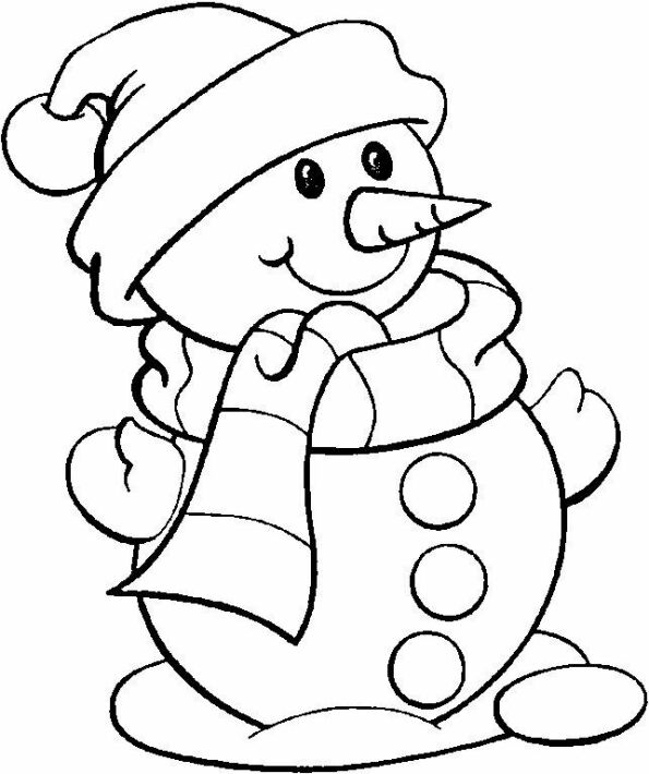 Dibujo de Navidad para colorear de muñeco de nieve