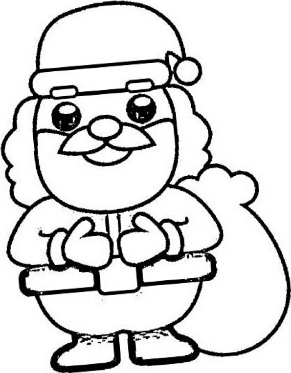 Dibujo de Navidad para colorear de papá Noel Kawaii 1
