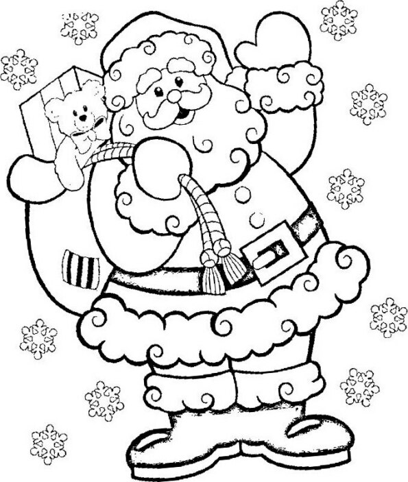 Dibujo de Navidad para colorear de Santa Claus Kawaii