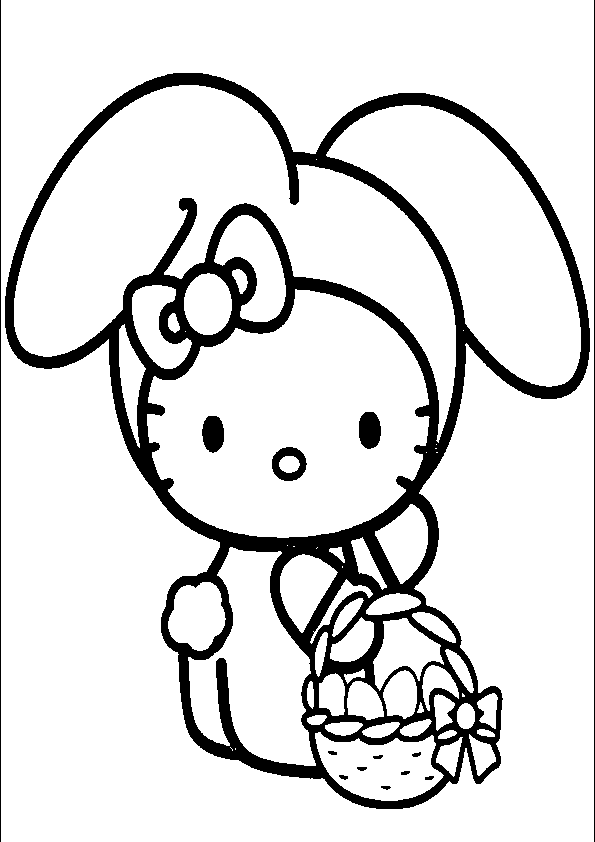 Dibujos de Hello Kitty de conejito de pascua
