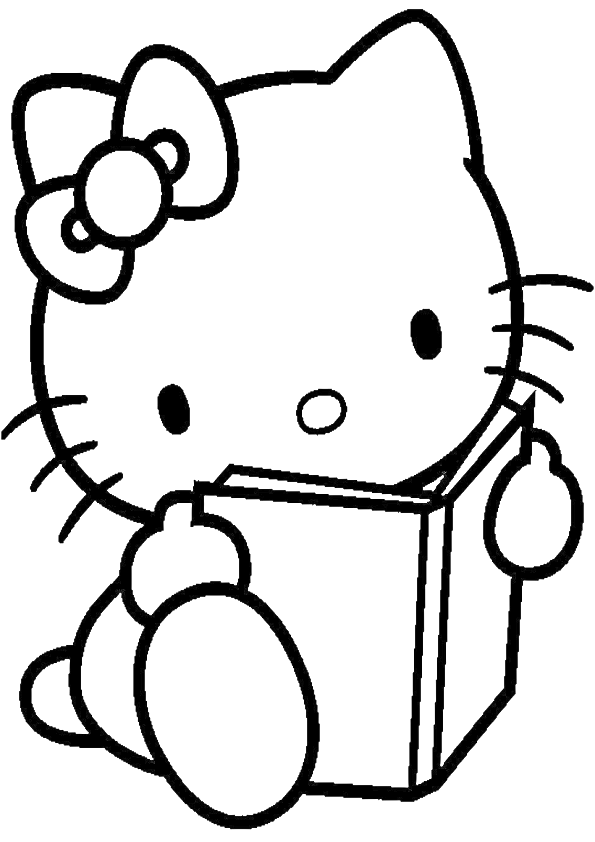 Dibujos de Hello Kitty leyendo libro