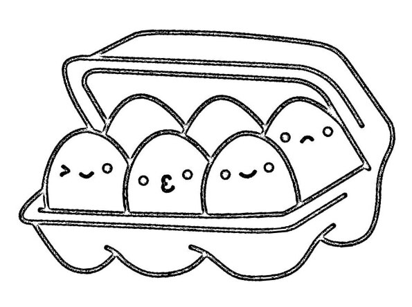 Dibujo huevos comida kawaii