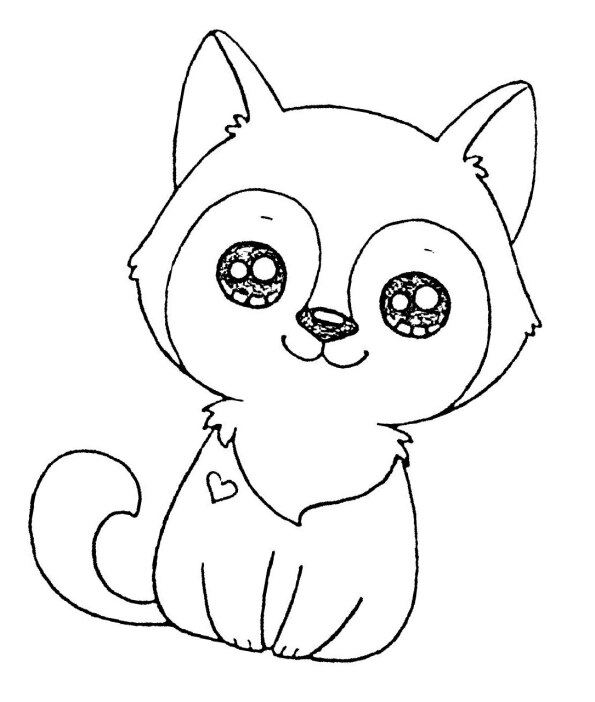 Dibujo Kawaii gatito lindo para colorear