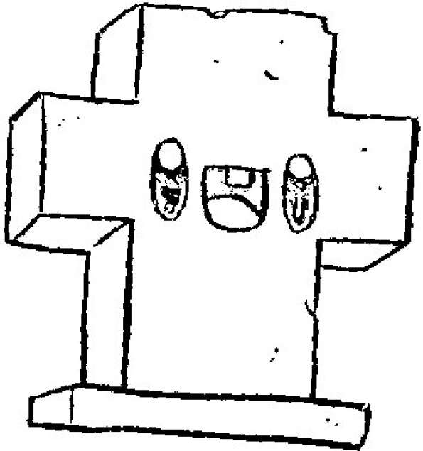 Dibujo kawaii Halloween para colorear cruz cementerio