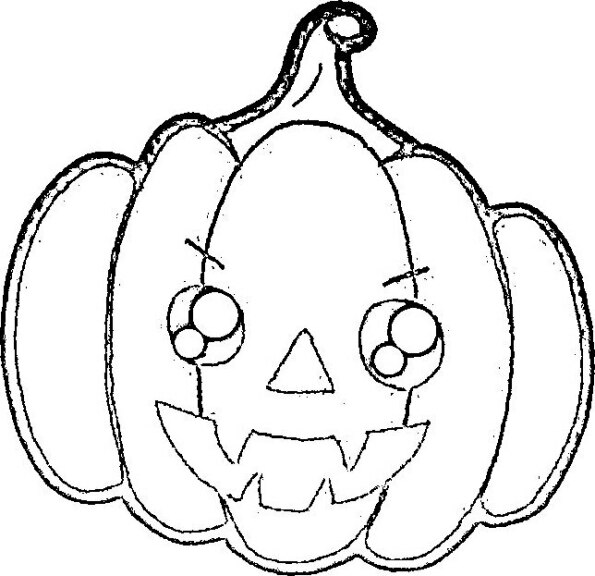 Dibujo Kawaii Halloween para colorear de calabaza 8