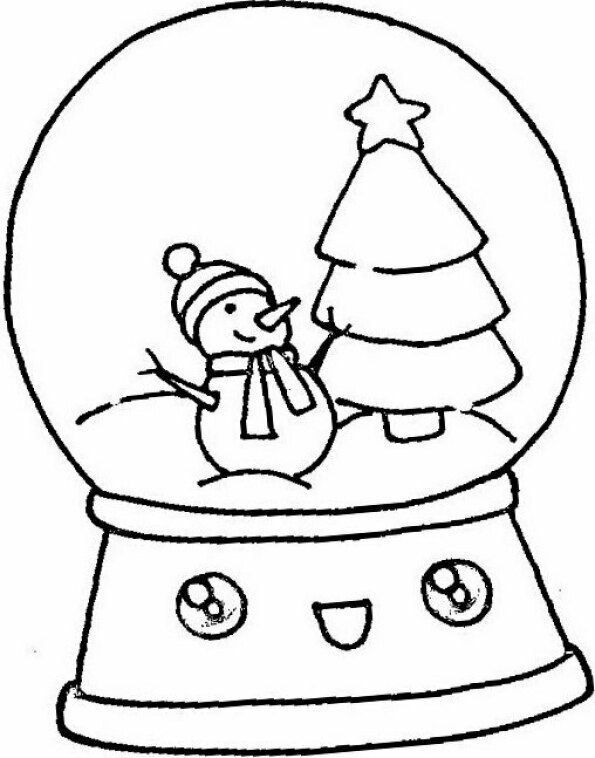 Dibujo kawaii para colorear de bola de Cristal Navidad 2