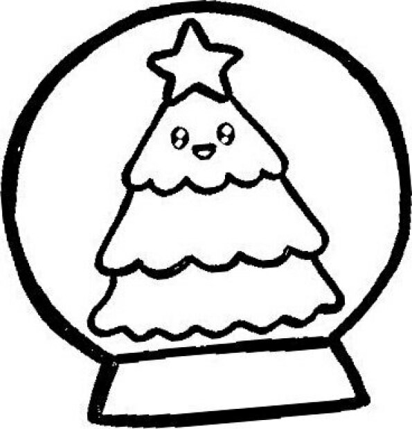 Dibujo kawaii para colorear de bola de Cristal Navidad 3