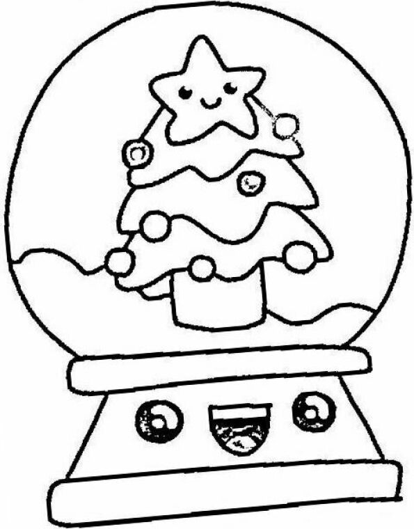 Dibujo kawaii para colorear de bola de Cristal Navidad