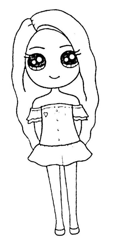 Dibujo Kawaii para colorear de chica anime 2