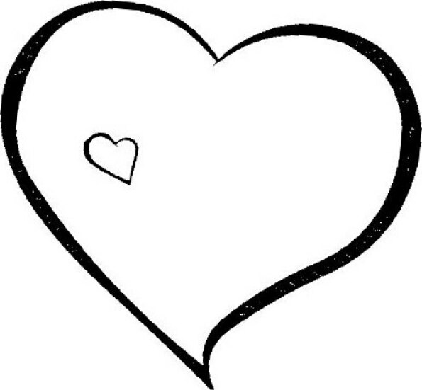 Dibujo Kawaii para colorear de corazón con corazón dentro