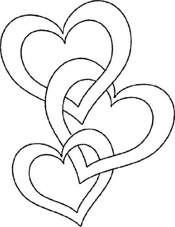 Dibujo Kawaii para colorear de corazones encadenados