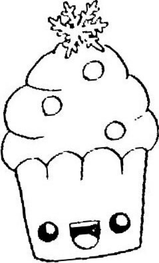Dibujo kawaii para colorear de cupcake para Navidad 2