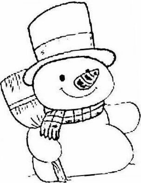Dibujo kawaii para colorear de muñeco de nieve Navidad 2