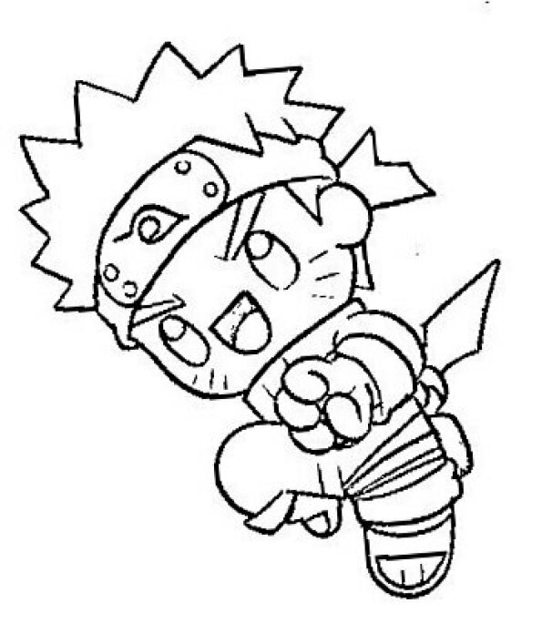Dibujo Kawaii para colorear de Naruto saltando