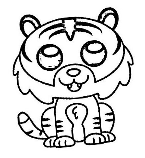 ▷ 🥇 🥇 Dibujo Kawaii para colorear de tigre 1【2023】