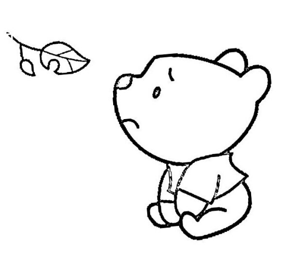 Dibujo Kawaii Para Colorear De Winnie Pooh Bebe Triste Mirando Hoja Caer 22