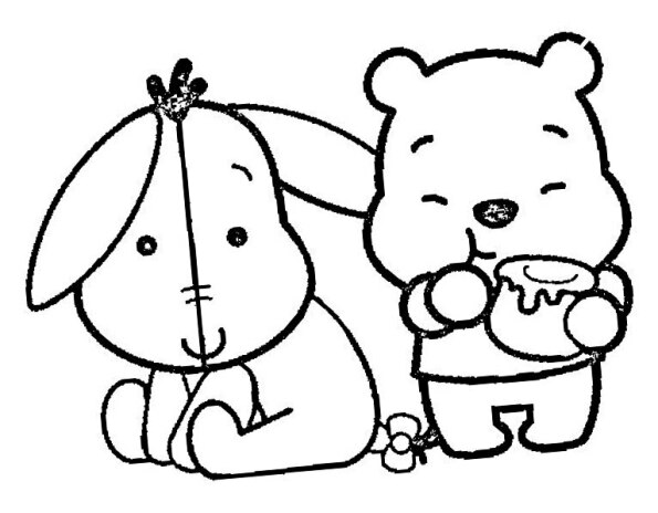 Dibujo Kawaii para colorear de Winnie the Pooh e Igor