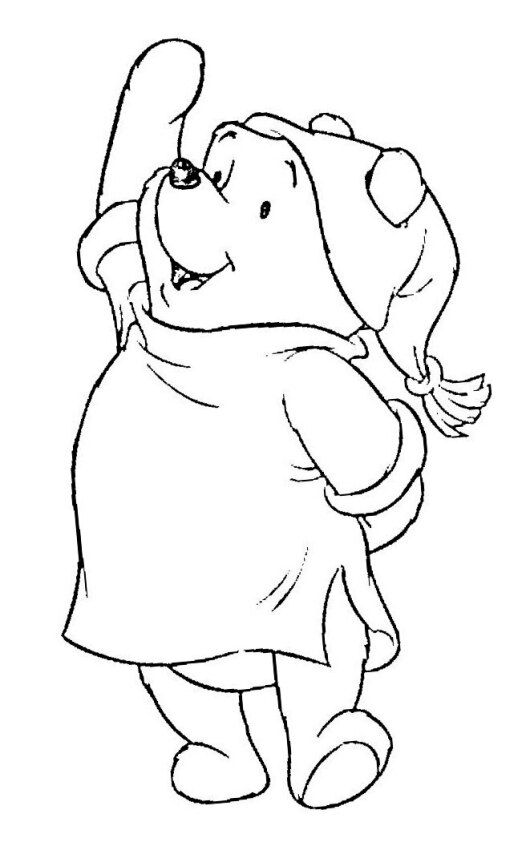 Dibujo Kawaii para colorear de Winnie the Pooh en pijama 1