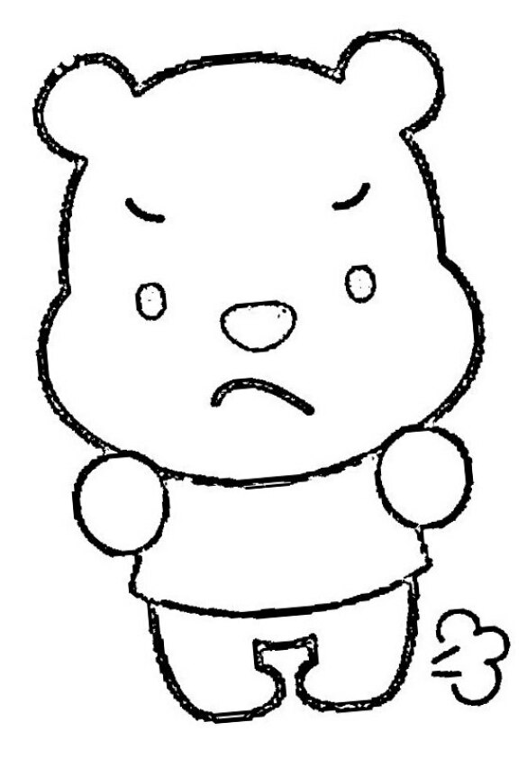Dibujo Kawaii para colorear de Winnie the Pooh enfadado