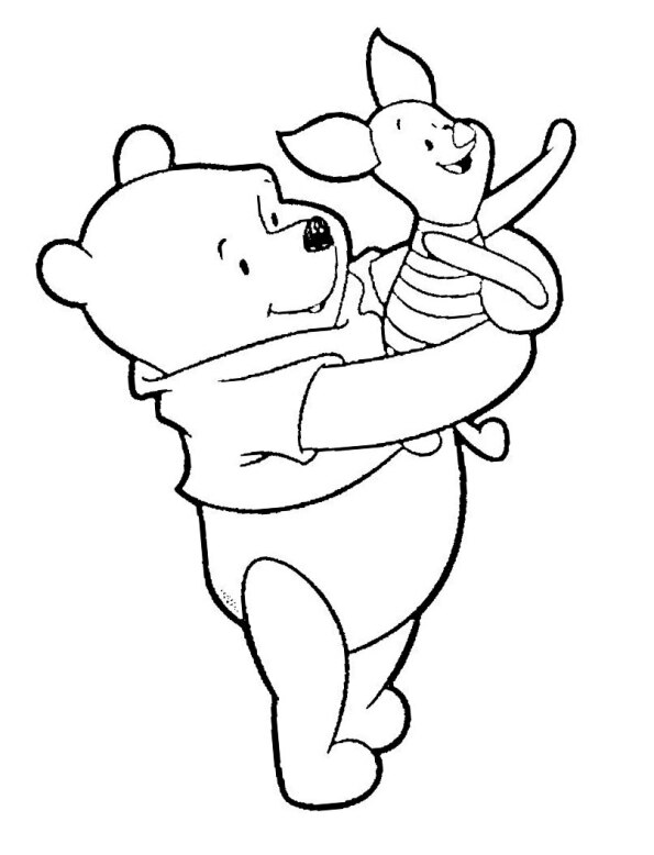 Dibujo Kawaii para colorear de Winnie the Pooh y Piglet 3