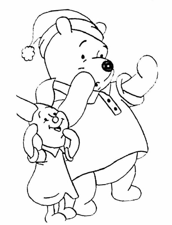 Dibujo Kawaii para colorear de Winnie the Pooh y Piglet en pijama