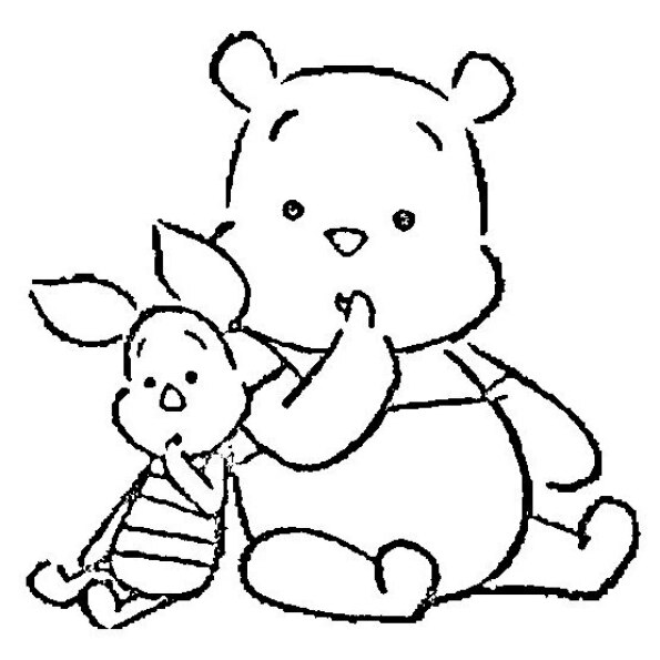 Dibujo Kawaii para colorear de Winnie the Pooh y Piglet silencio