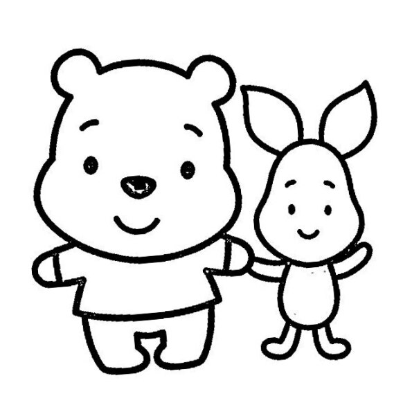 Dibujo Kawaii para colorear de Winnie the Pooh y Piglet