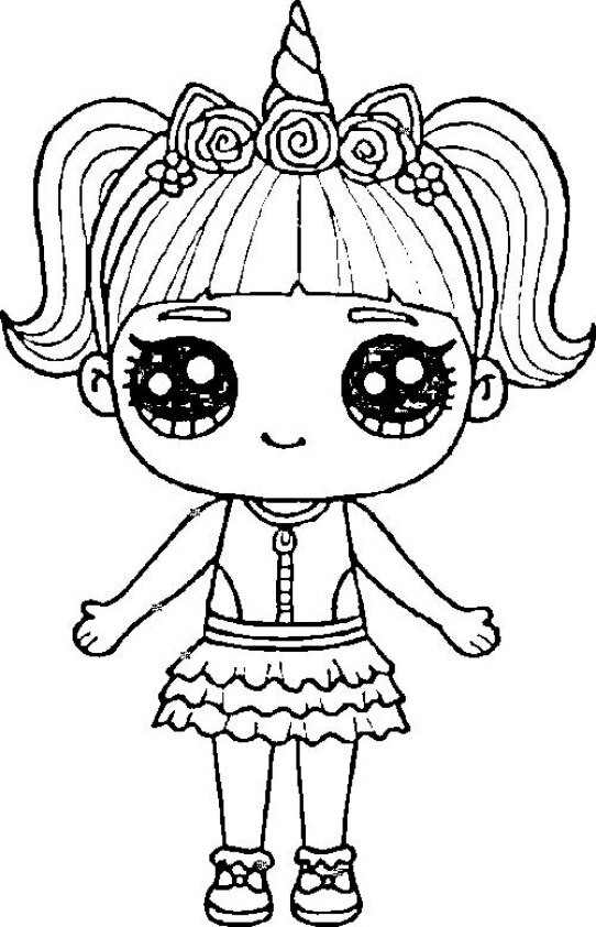 Dibujo para colorear de chica Kawaii disfrazada de unicornio