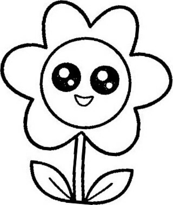 Dibujo para colorear de flor Kawaii 2