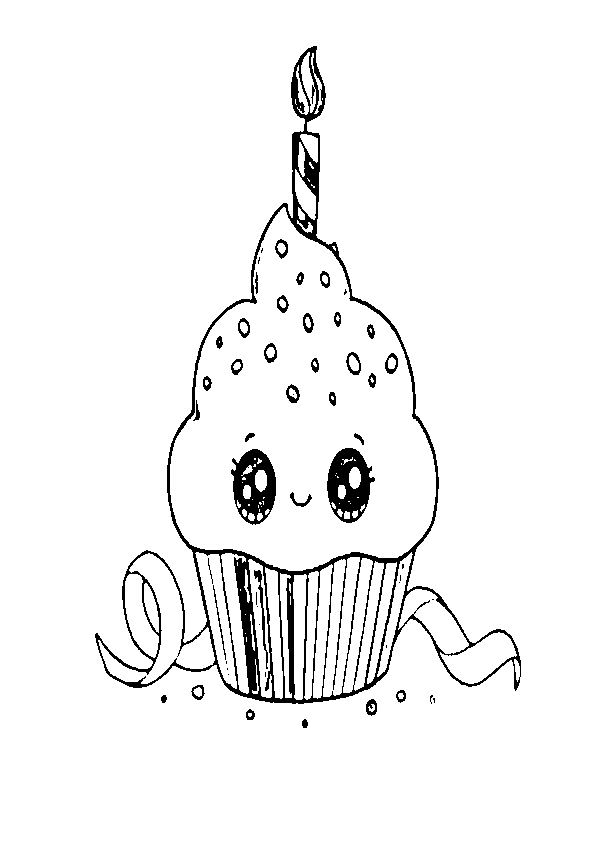 Dibujos kawaii cupcake una vela