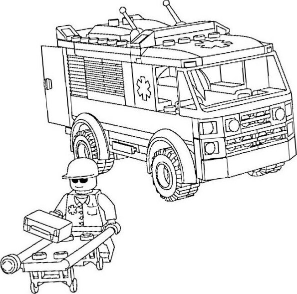Dibujos de lego para colorear de ambulancia lego city