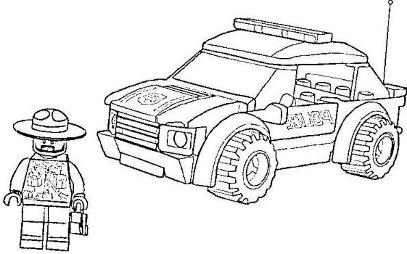 Dibujos de lego para colorear de coche de policía lego city