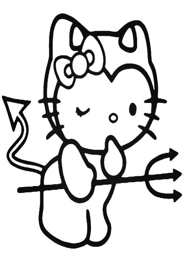Dibujos de Hello Kitty disfrazada de diablesa