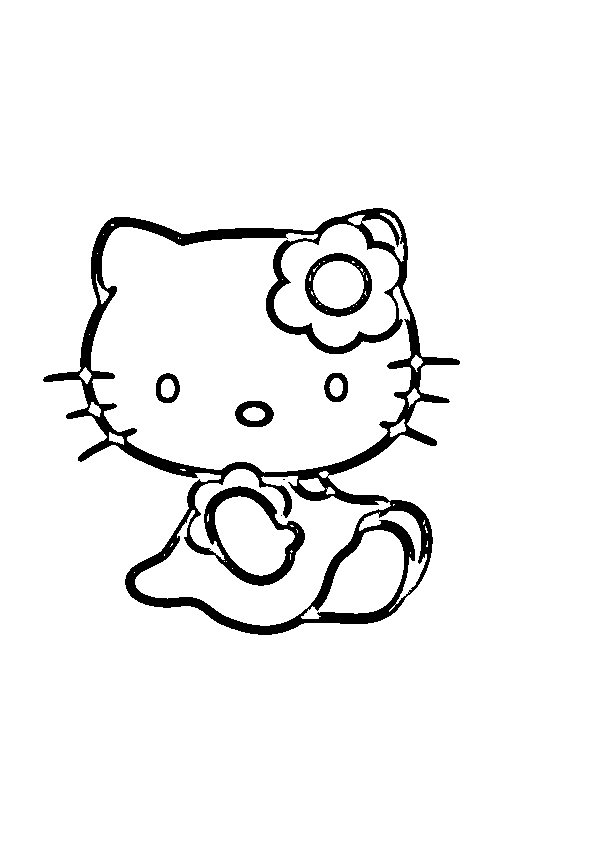 Dibujos de Hello Kitty sentada com flor en el pelo