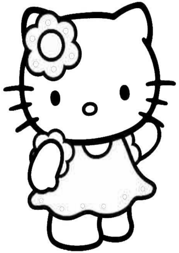 Dibujos de Hello Kitty vestido y flor del pelo a conjunto