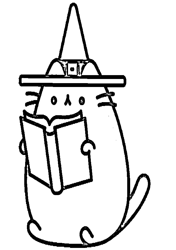 Dibujos de halloween gatito brujito leyendo