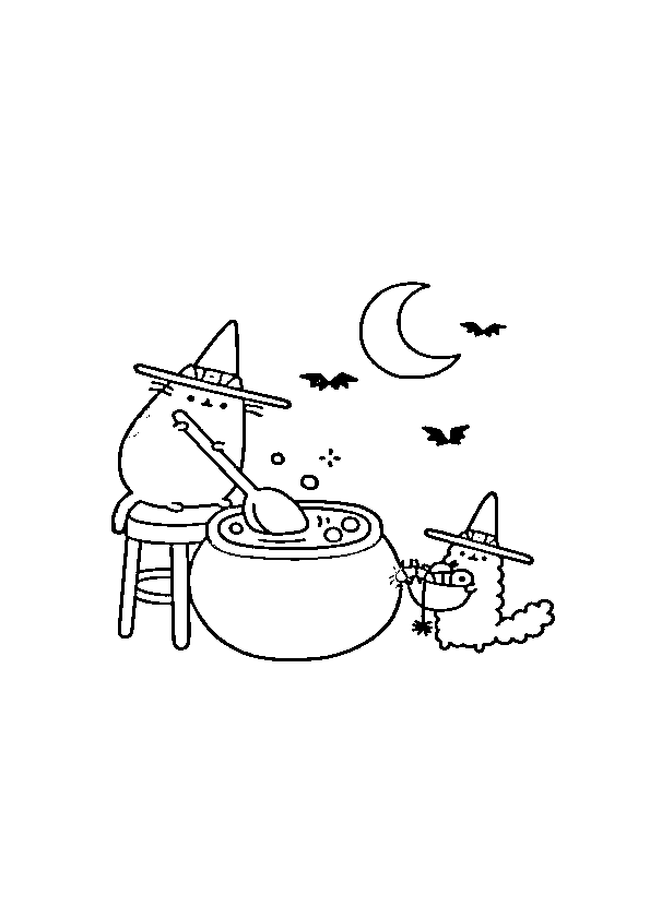 Dibujos de halloween gatitos pócima
