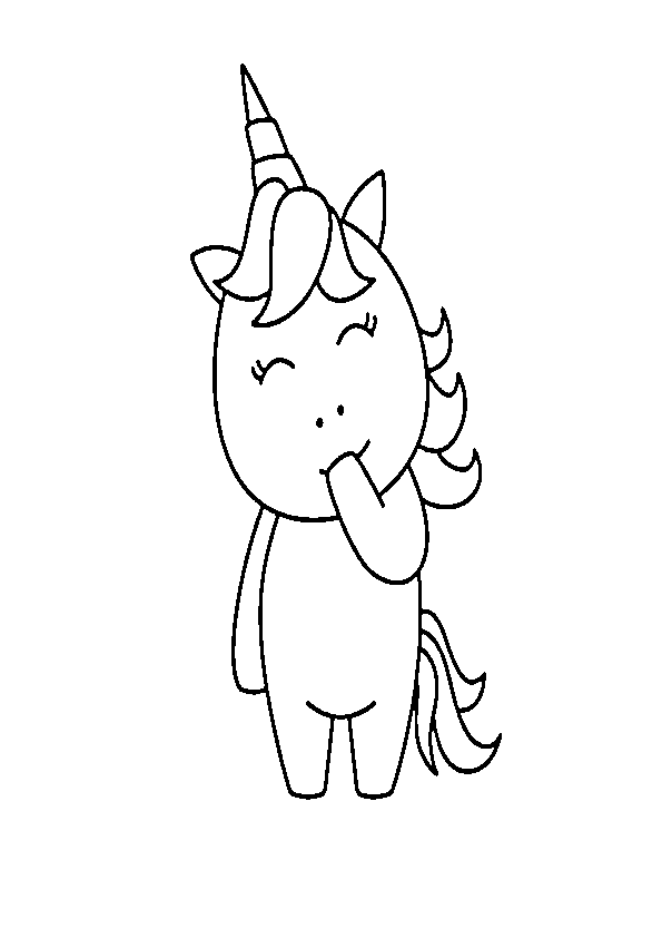 Dibujo de unicornio kawaii sonrisas para imprimir y colorear