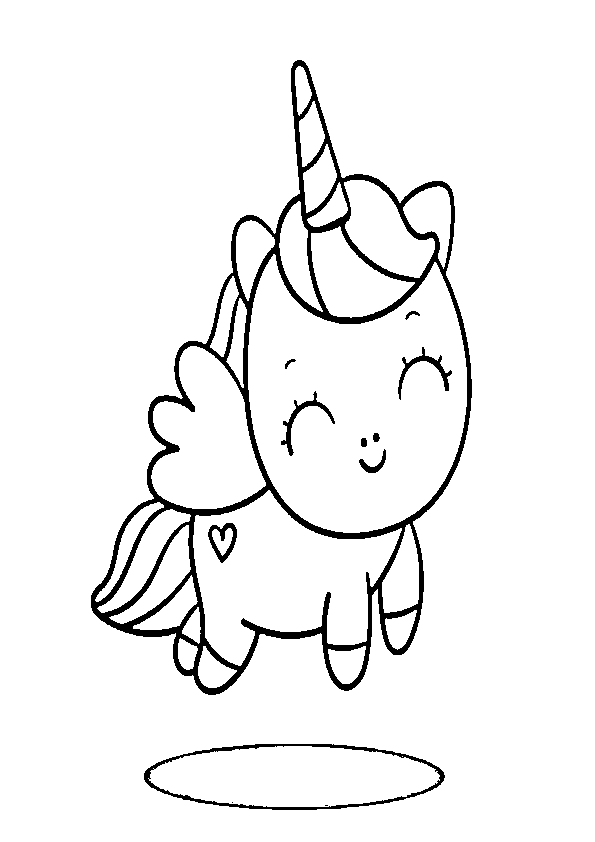 Dibujo de unicornio kawaii  para imprimir y colorear