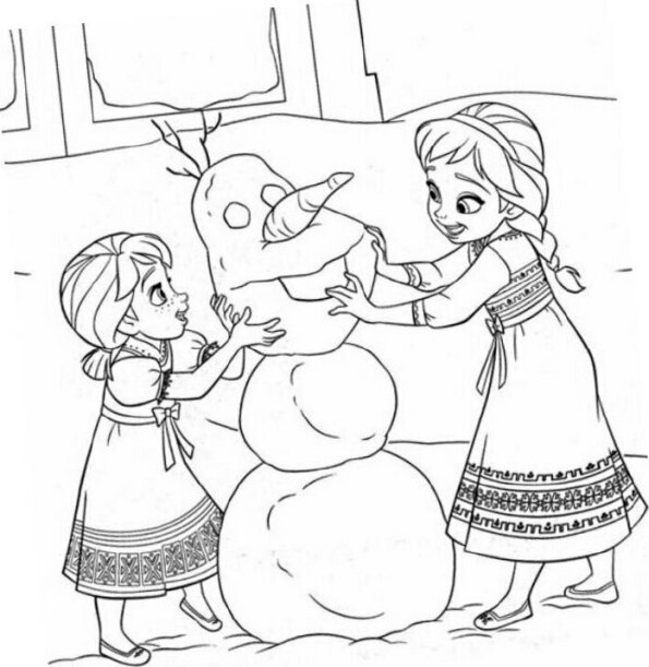 dibujos para colorear Frozen de Elsa, Anna y Olaf