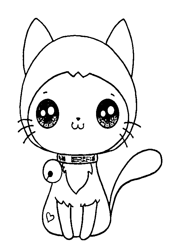 Dibujos gatitos kawaii adorable con gorro y cascabel