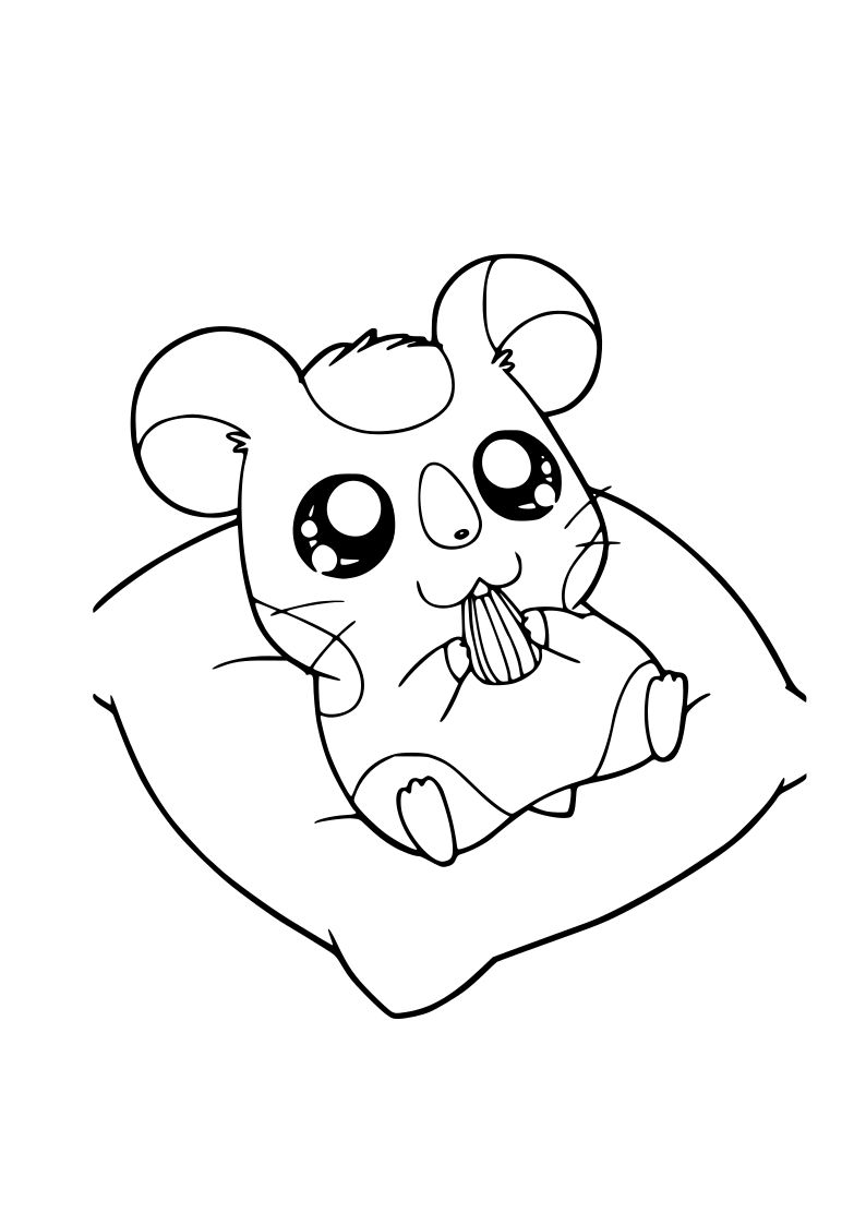 Dibujo ratita comiendo pipa kawaii